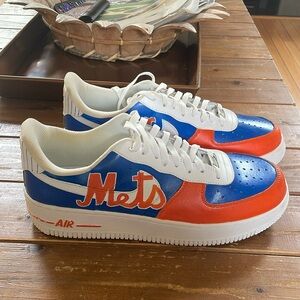 Nike Air Force 1 Hand Painted New York Mets Logo Sneakers Size 13